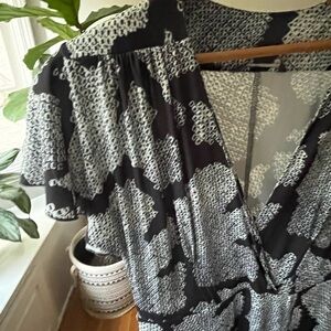 Vintage French Connection Monochrome Geometric Maxi Dress - Medium